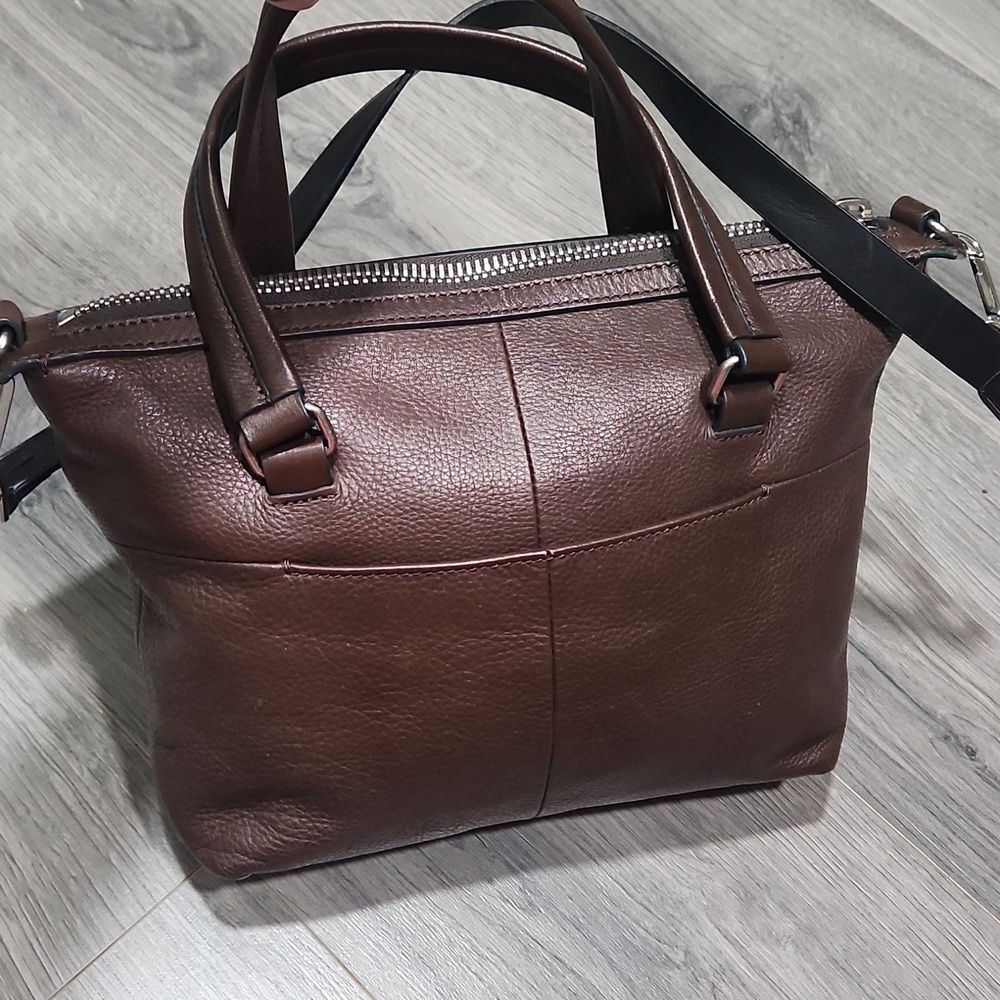 Vintage Espresso Fossil Dawson Pebbles Leather Satchel Bag - Picture 6 of 10